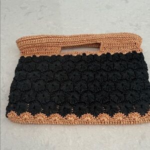 Elegant Black and Tan Crochet Clutch
